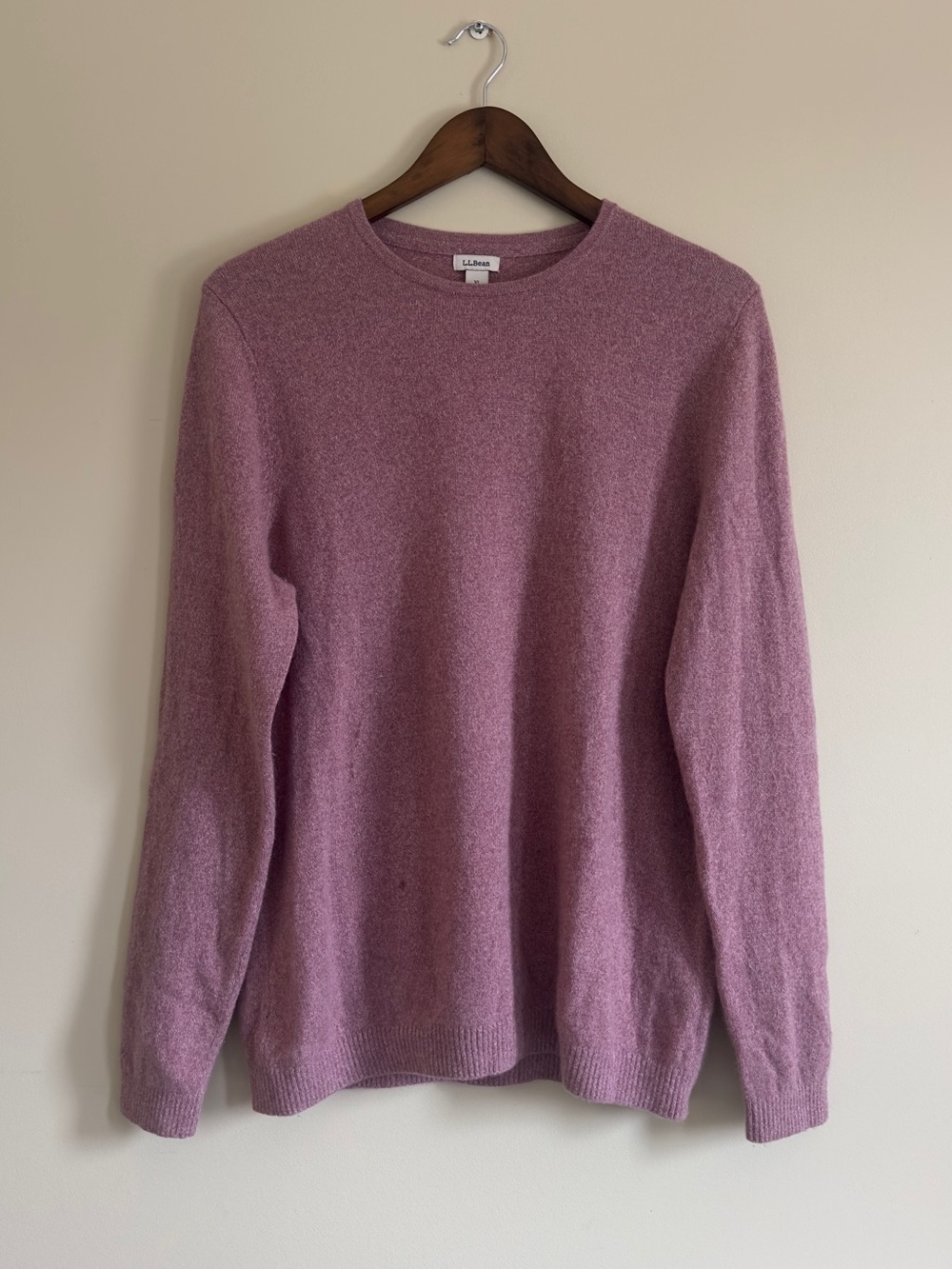 LL Bean 100% Cashmere Knit Crewneck Sweater in Dusty Rose